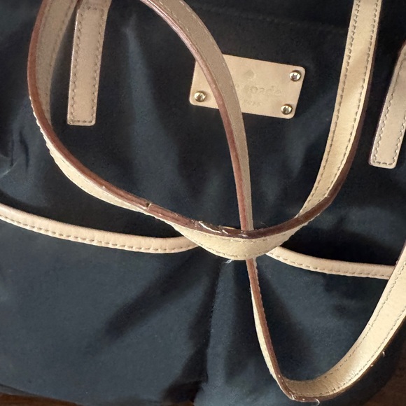 kate spade Black Nylon Tote with Light Tan Trim and Front Pockets - Picture 8 of 11